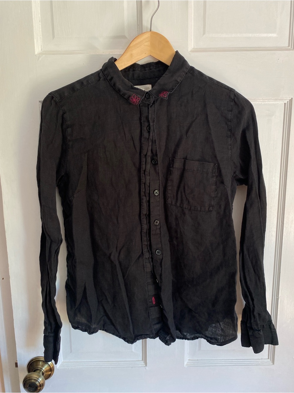 Black linen button down
